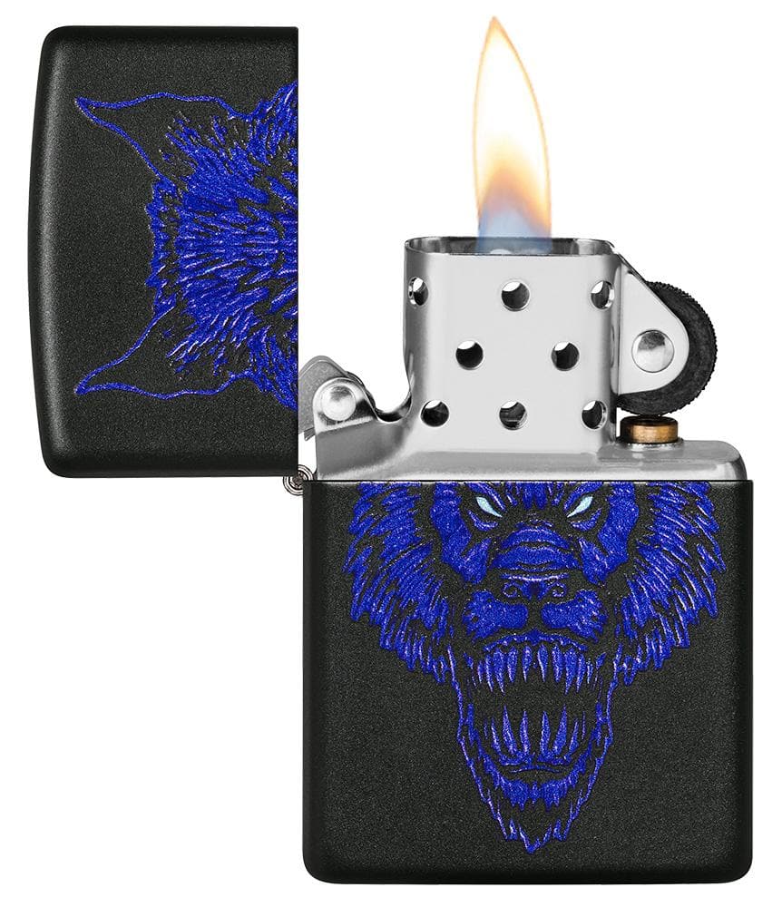 Zippo 49414 218 Werewolf Design Black Matte Windproof Lighter, Classic Model, Black - OUTBACK