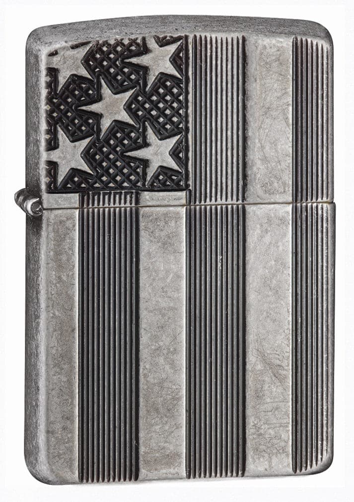 Zippo 28974 US Flag Armor Chrome Windproof Lighter, Classic Model, Silver - OUTBACK