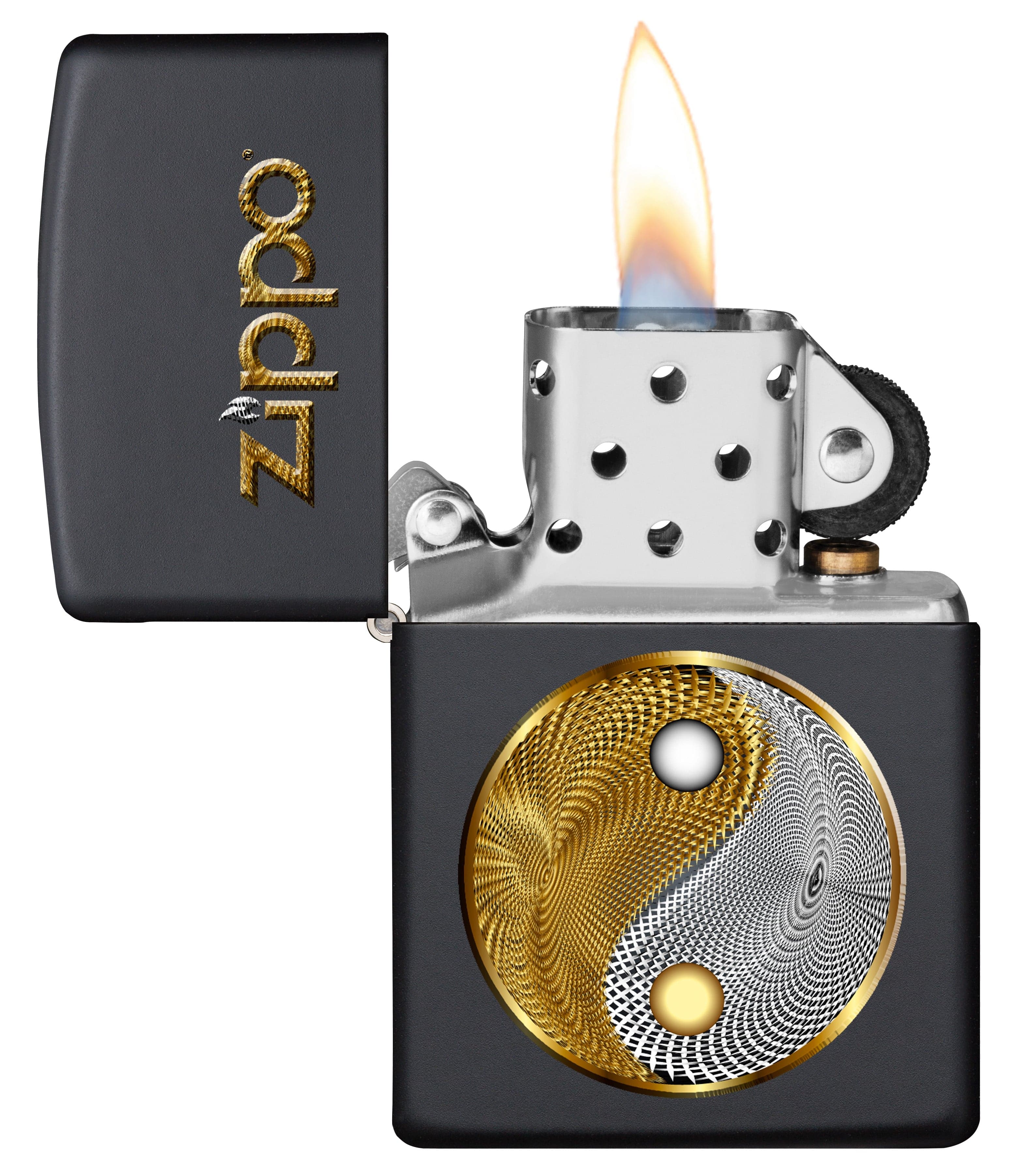 Zippo CI404586  218 Abstract Ying Yang Black Matte Windproof Lighter, Middle East Model, Black - OUTBACK