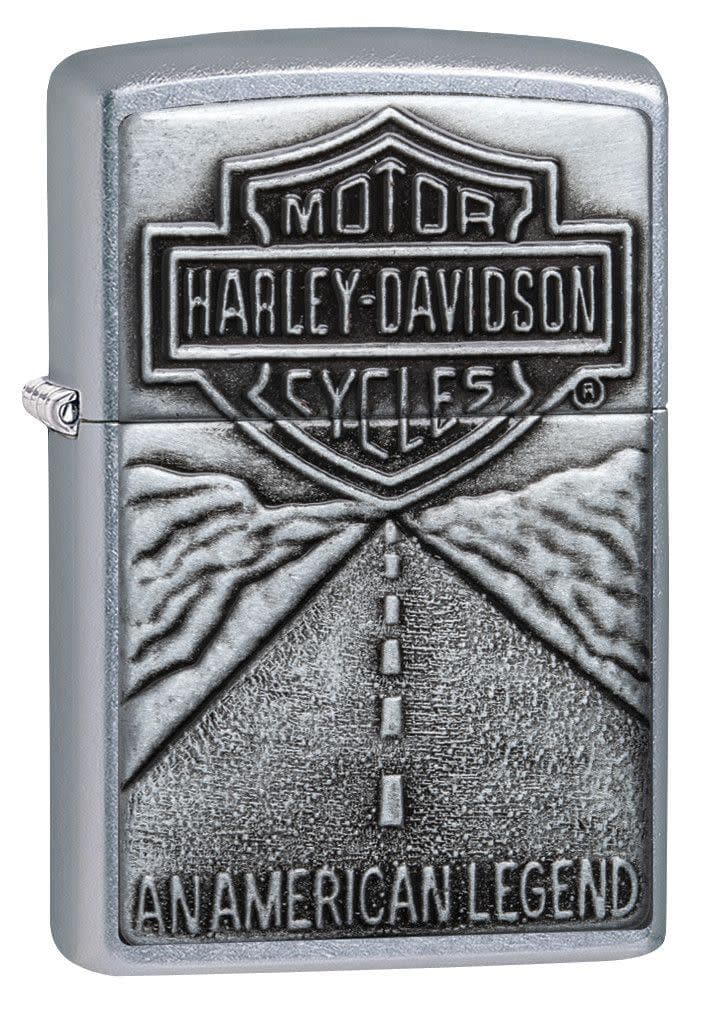 Zippo 20229 207 Harley-Davidson Open Road Emblem Chrome Lighter, Harley Davidson Model, Silver - OUTBACK