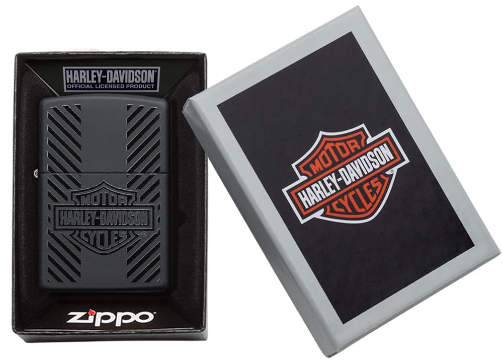 Zippo 49174 Harley Davidson Classic Logo Black Matte Windproof Lighter, Classic Model, Black - OUTBACK