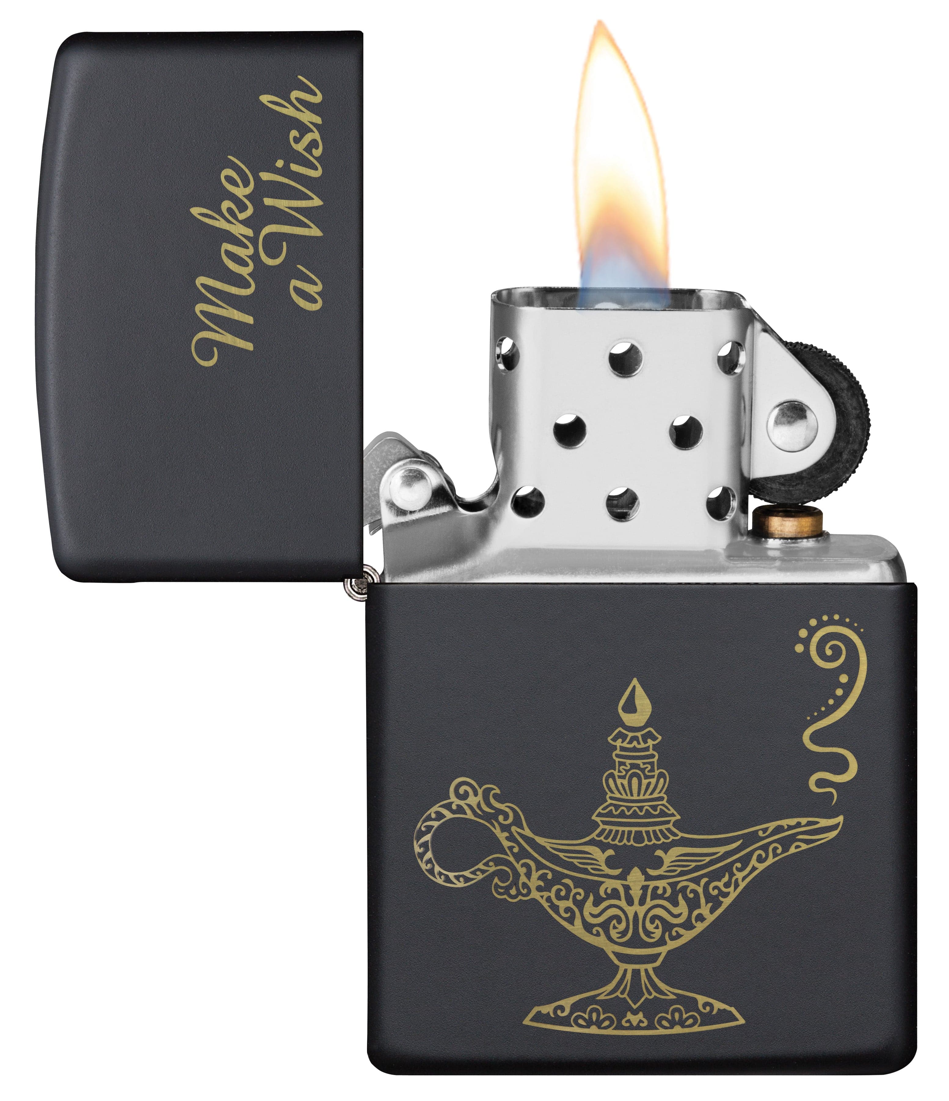 Zippo MP402953 218 Make A Wish Design Black Matte Windproof Lighter, Middle East Model, Black - OUTBACK