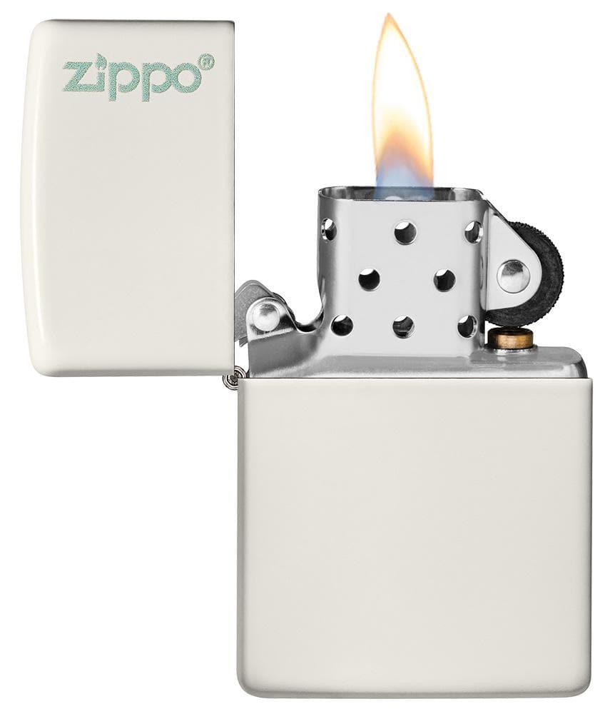 Zippo 49193ZL 49193 Classic Glow In The Dark Zippo Logo Windproof Lighter, Classic Model, White - OUTBACK