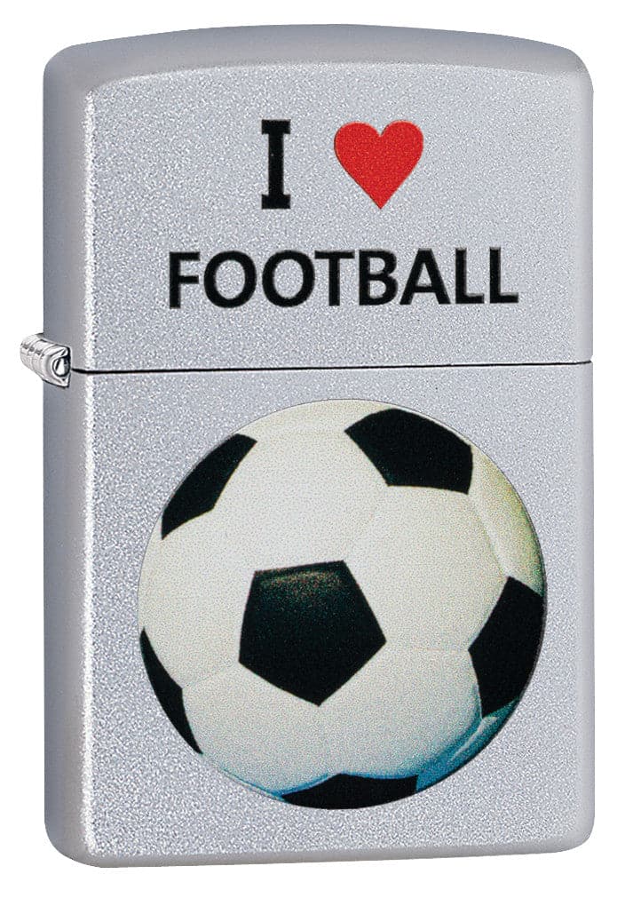 Zippo CI412305 205 I Love Football Design Satin Chrome Windproof Lighter, Middle East Model, Silver - OUTBACK