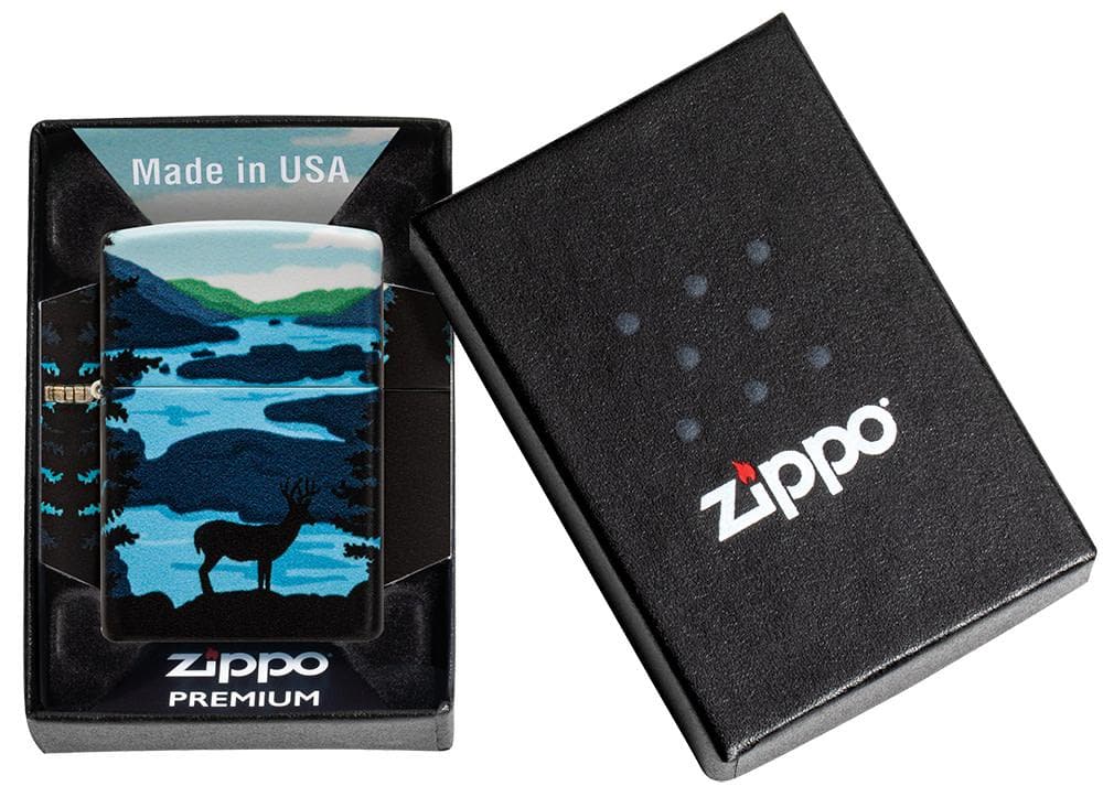 Zippo 49483 49352 Deer Landscape Design 540 Color Windproof Lighter, Classic Model, Multi-colour - OUTBACK