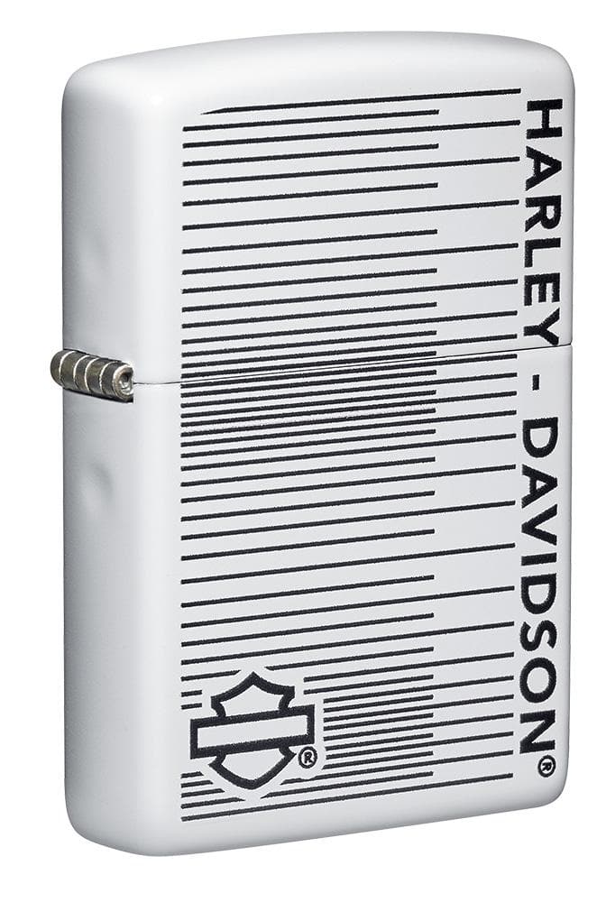 Zippo 49465 Harley-Davidson® White Matte Lines Design Windproof Lighter, Harley Davidson Model, White Matte - OUTBACK