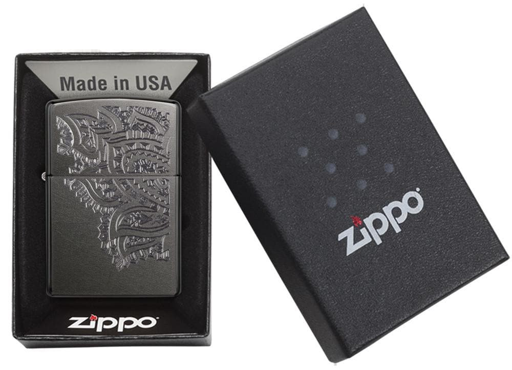 Zippo 29431 Iced Paisley Grey Dusk Windproof Lighter, Classic Model, Grey - OUTBACK