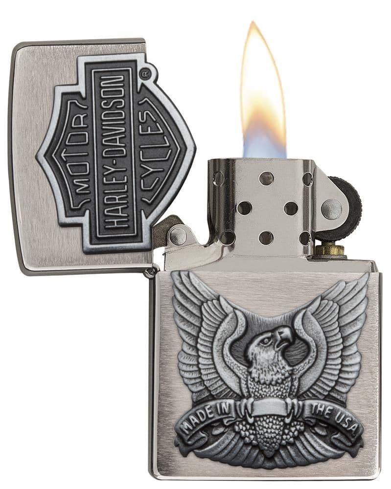 Zippo 200HD.H284 98 Harley-Davidson Made In Usa Eagle Wings Windproof Lighter, Harley-Davidson Model, Silver - OUTBACK