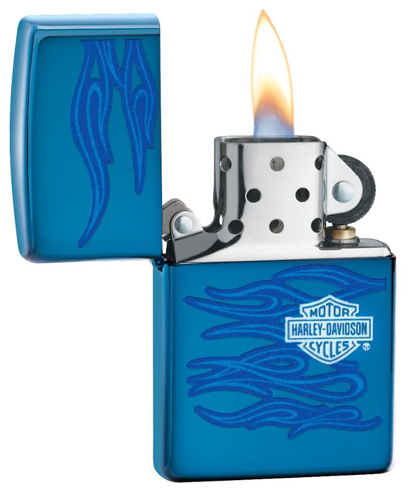 Zippo 20711 Harley Davidson High Polish Blue Windproof Lighter, Harley Davidson Model, Blue - OUTBACK