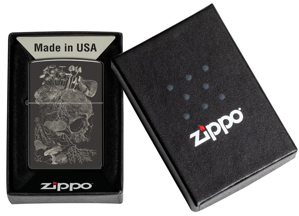 Zippo 48590 24756 Skull Mushroom Design High Polish Black Windproof Lighter - OUTBACK