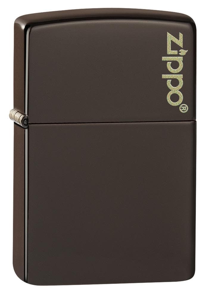 Zippo 49180ZL 49180 Classic Brown Zippo Logo Windproof Lighter, Classic Model, Brown - OUTBACK