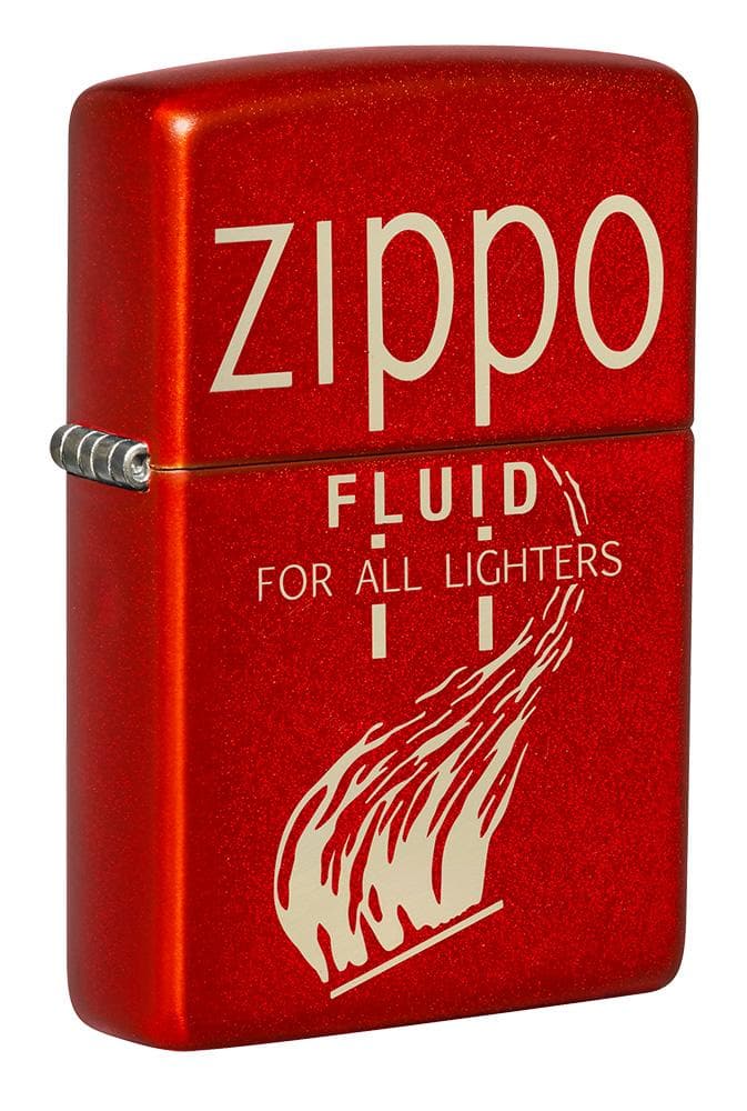 Zippo 49586 Zippo Retro Design Metallic Red Windproof Lighter, Vintage Model, Metallic Red - OUTBACK