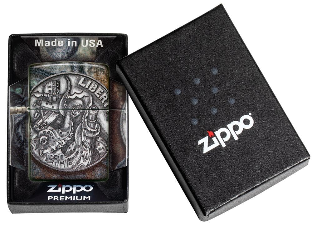 Zippo 49434 49352 Pirate Coin Design 540 Color Windproof Lighter, Classic Model, Multi-colour - OUTBACK