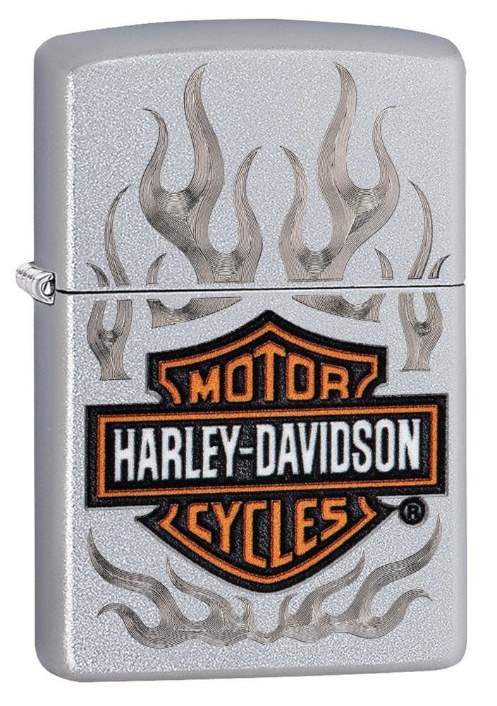 Zippo 29904 205 Harley Davidson Satin Chrome Windproof Lighter, Classic Model, Silver - OUTBACK