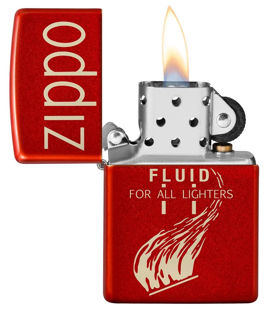 Zippo 49586 Zippo Retro Design Metallic Red Windproof Lighter, Vintage Model, Metallic Red - OUTBACK