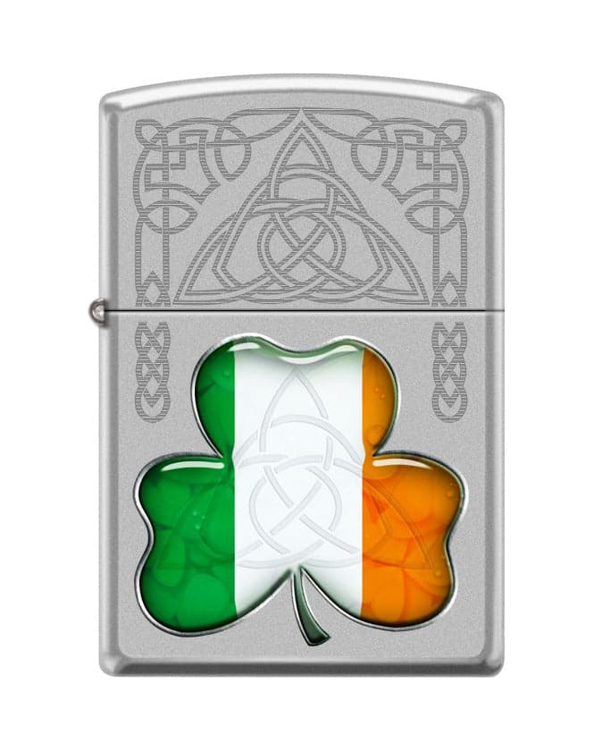 Zippo 070515 205 Ireland Flag Satin Chrome Windproof Lighter, Classic Model, Silver - OUTBACK