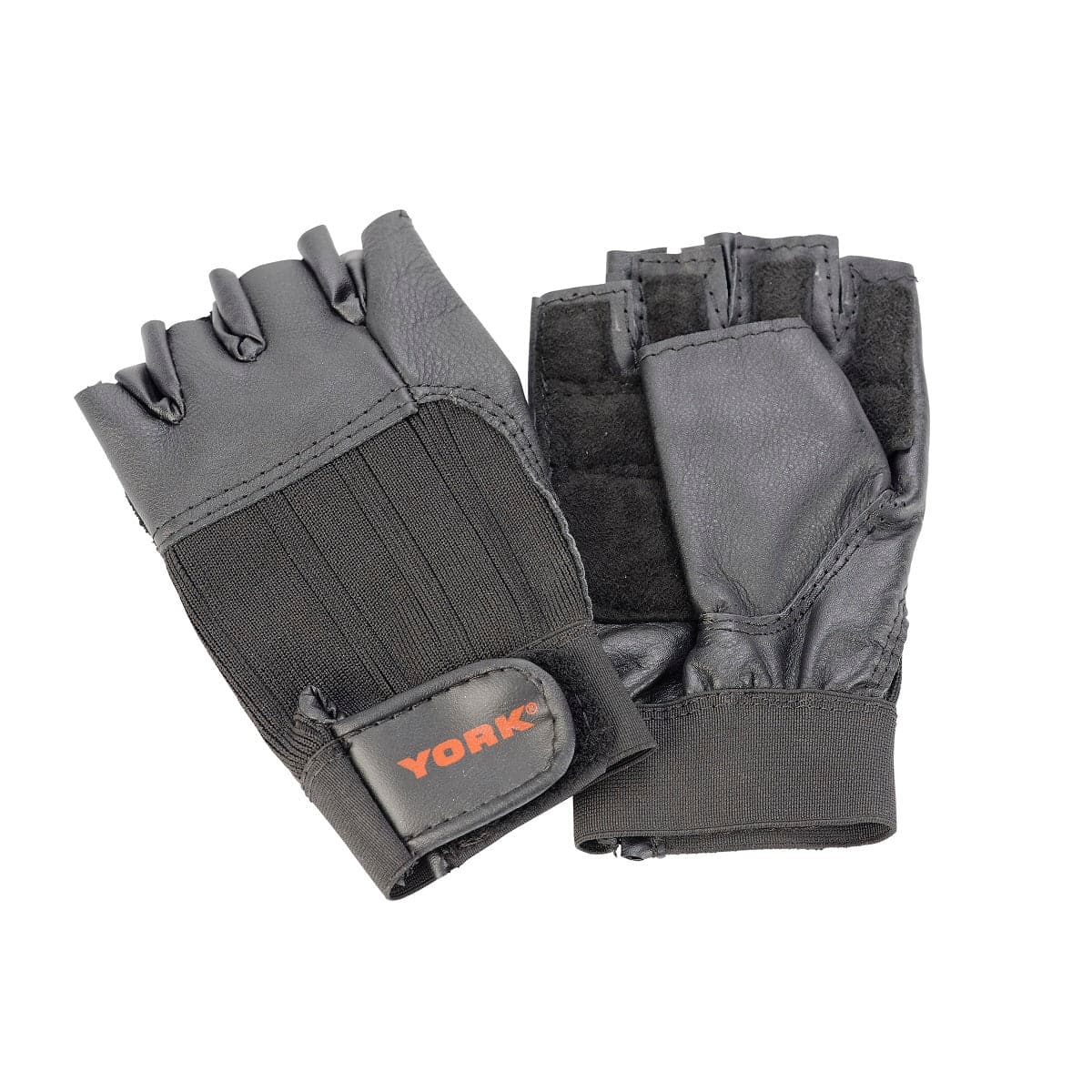 York, Fitness Leather Weight Lifting Gloves, 60199, Black - Athletix.ae