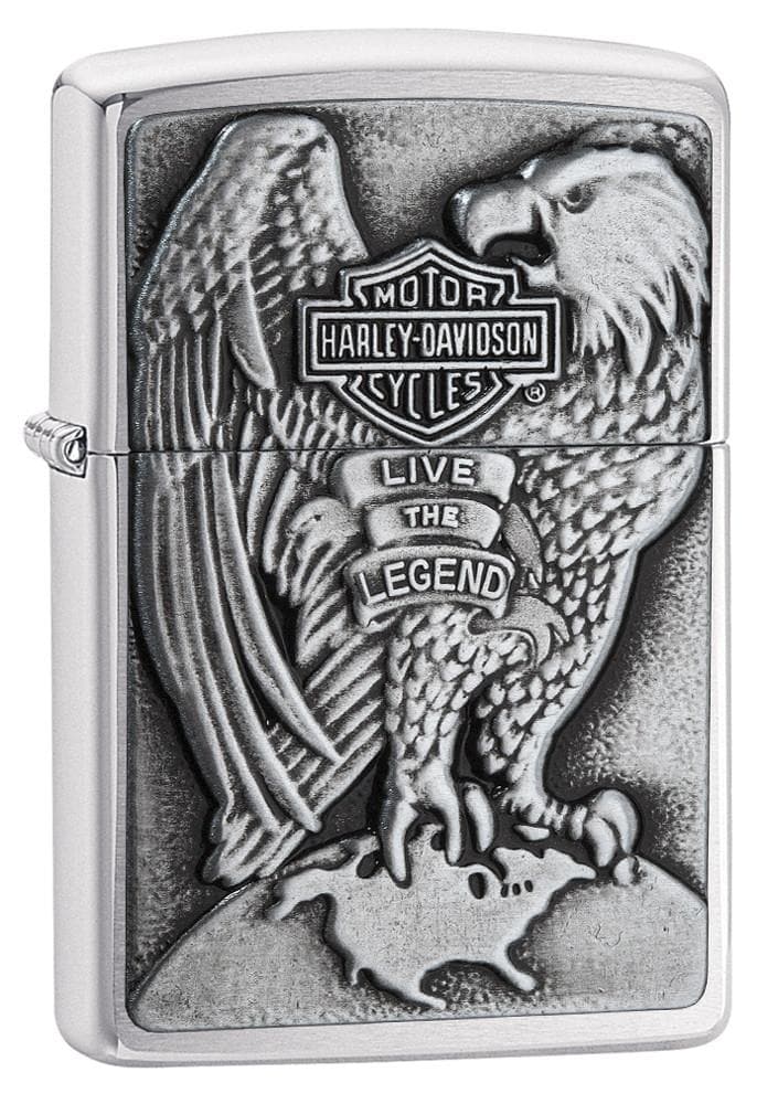 Zippo 200HD.H231 Harley Davidson Majestic Eagle Emblem High Polish Chrome Windproof Lighter, Harley Davidson Model, Silver - OUTBACK