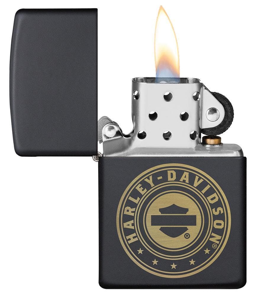 Zippo 49197 218 Harley-Davidson Laser Engrave Logo Black Matte Lighter, Harley-Davidson Model, Black - OUTBACK