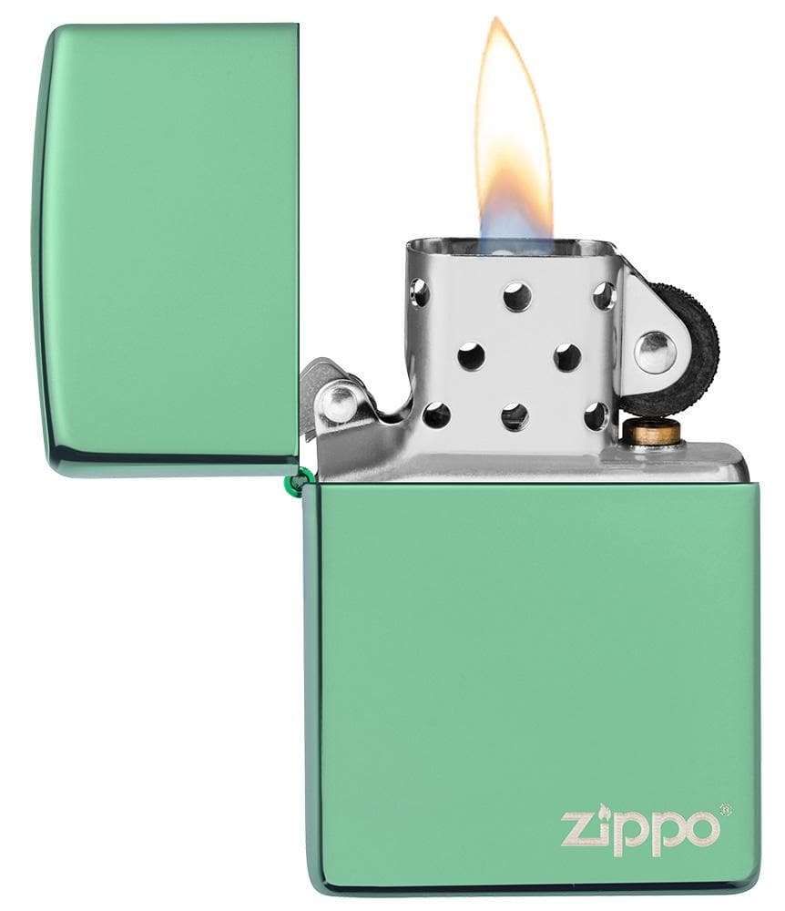 Zippo 28129ZL Classic High Polish Green Zippo Logo Windproof Lighter, Classic Model, Green - OUTBACK