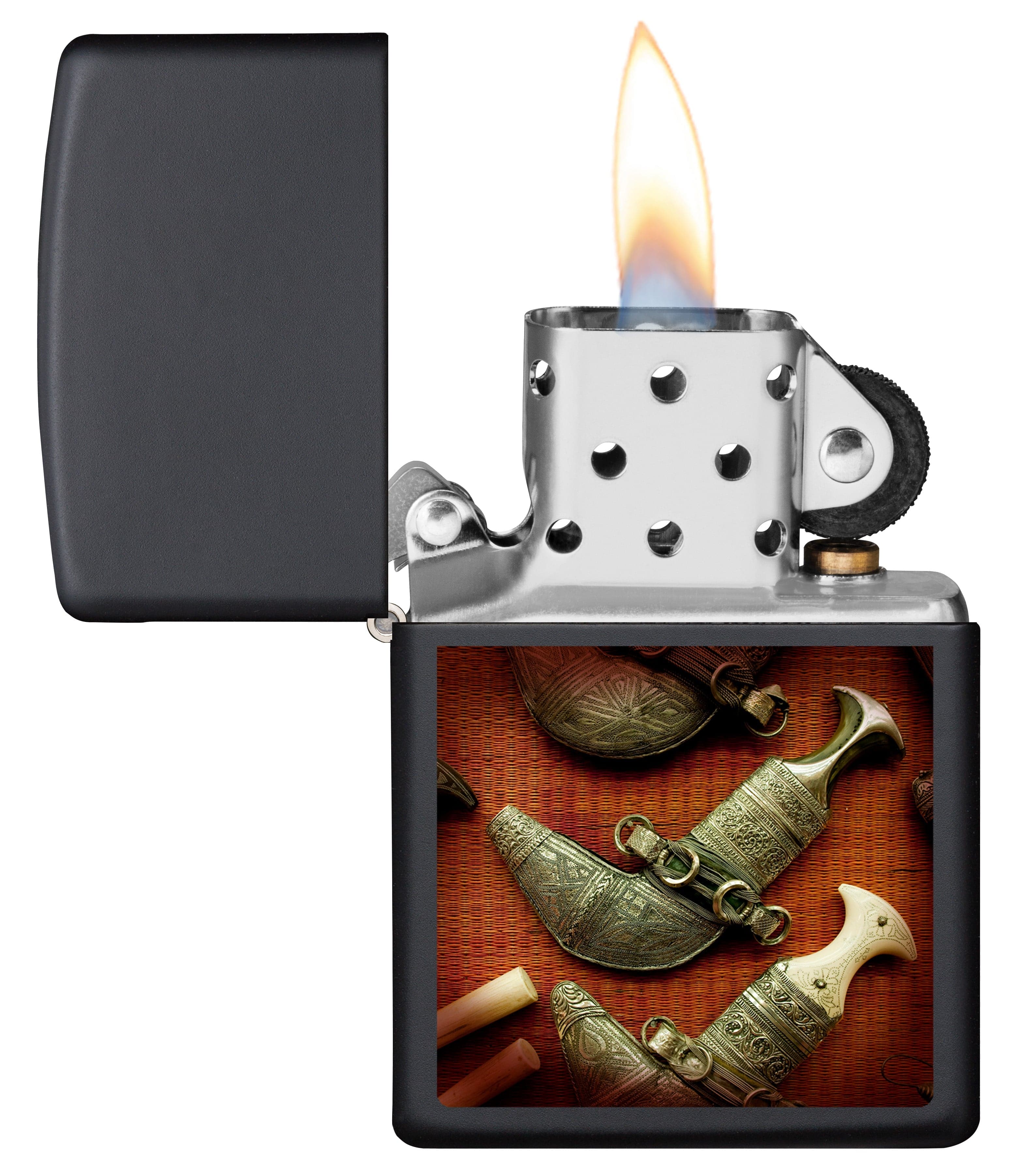 Zippo CI405081 218 Omani Daggers  Black Matte Windproof Lighter, Middle East Model, Black - OUTBACK