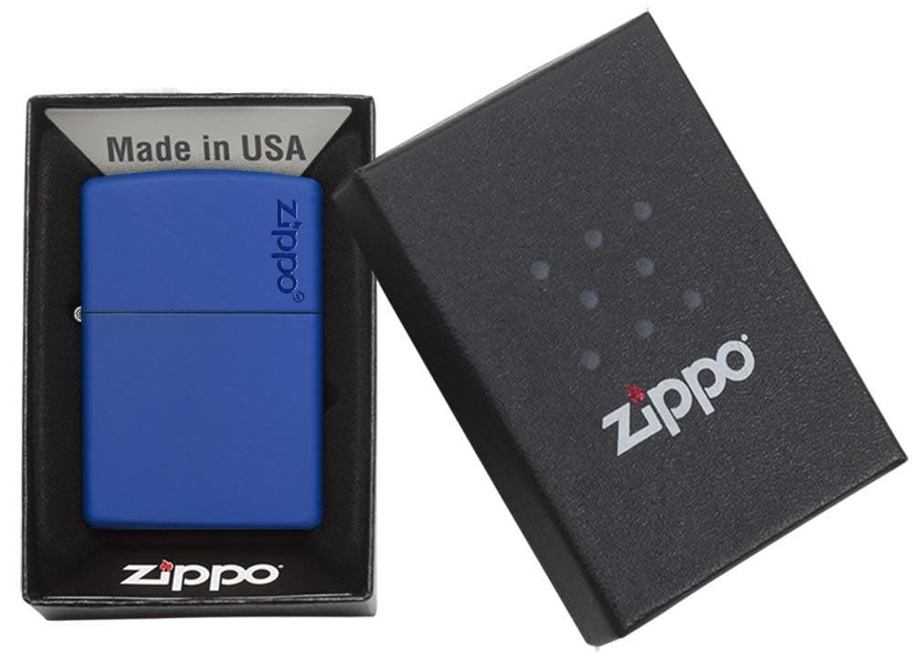 Zippo 229ZL Classic Royal Blue Matte Zippo Logo Windproof Lighter, Classic Model, Blue - OUTBACK