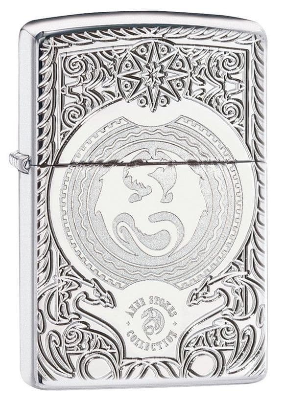 Zippo 28962 Anee Stokes Pocket Wat Windproof Lighter, Classic Model, Silver - OUTBACK