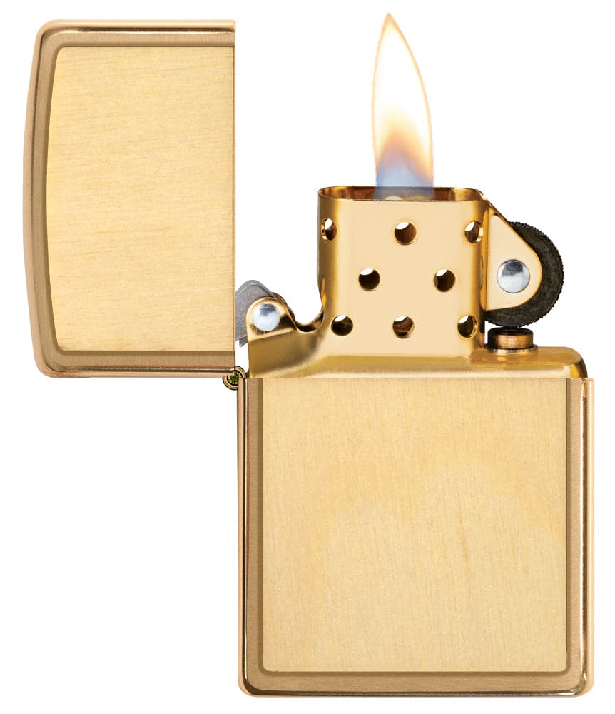 Zippo 49082 204B Woodchuck USA Birch Brushed Brass Windproof Lighter, Classic Model, Gold - OUTBACK