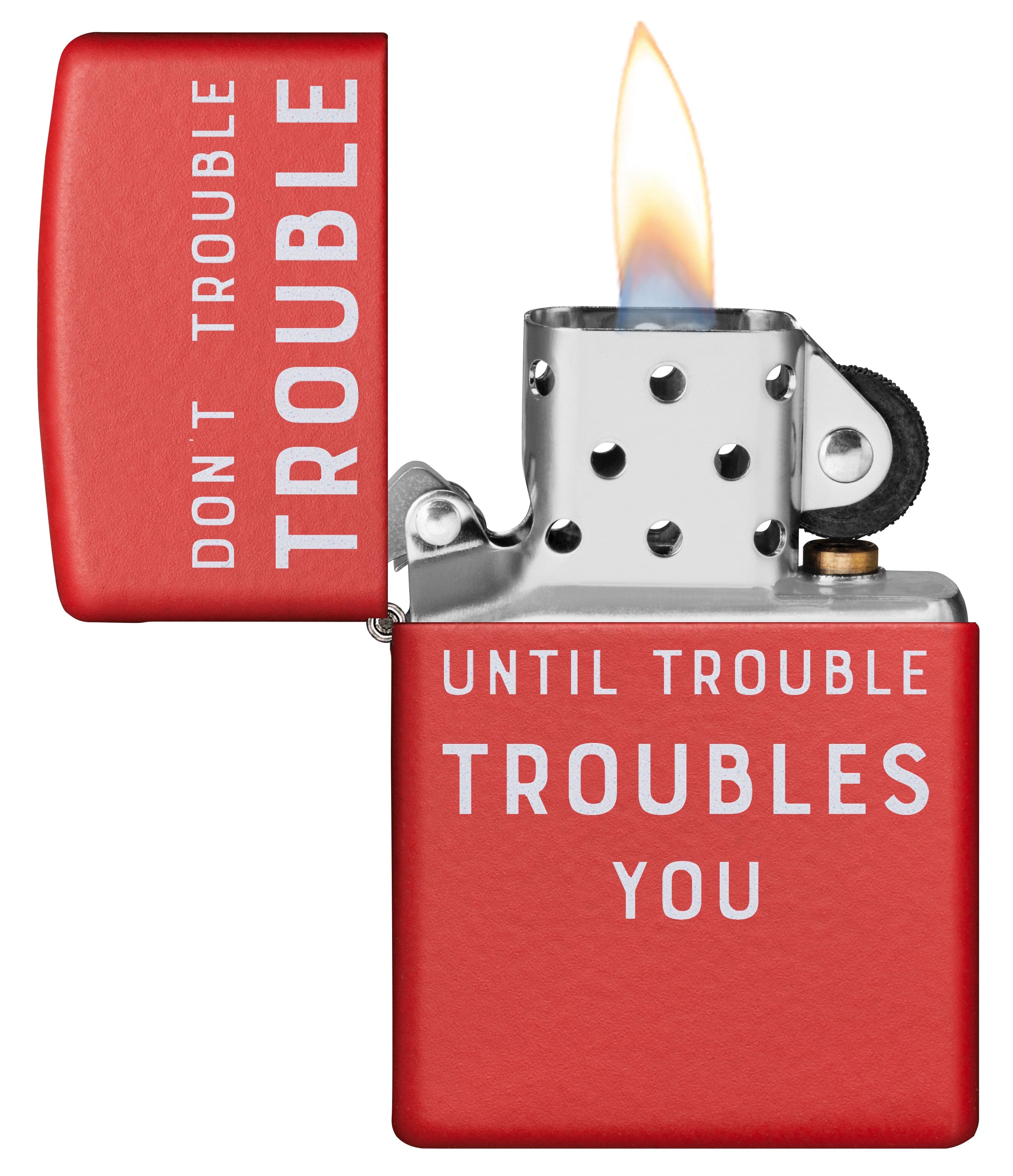 Zippo CI412259 233 Trouble Design Red Matte Windproof Lighter, Middle East Model, Red - OUTBACK