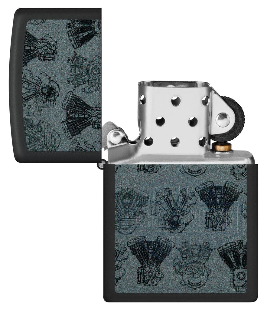 Zippo 48600 218 Harley Davidson Black Light Logo Black Matte Windproof Lighter - OUTBACK