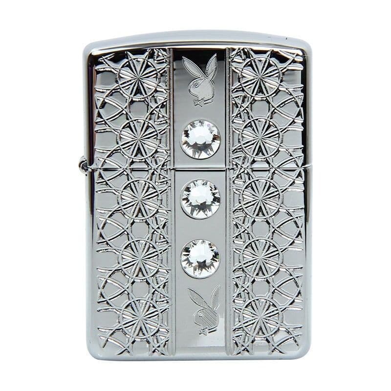 Zippo 28964 Playboy Crystal Armor High Polish Chrome Windproof Lighter, Classic Model, Silver - OUTBACK