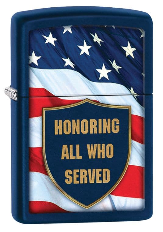 Zippo 29092 All Who Served Navy Matte Windproof Lighter, Classic Model, Blue - OUTBACK