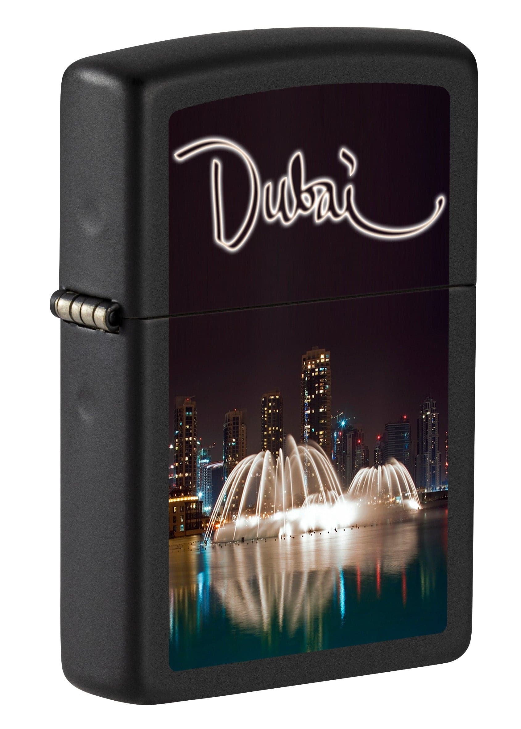 Zippo CI014284 218 Dubai Water Fountain Design Black Matte Windproof Lighter, Middle East Model, Black - OUTBACK