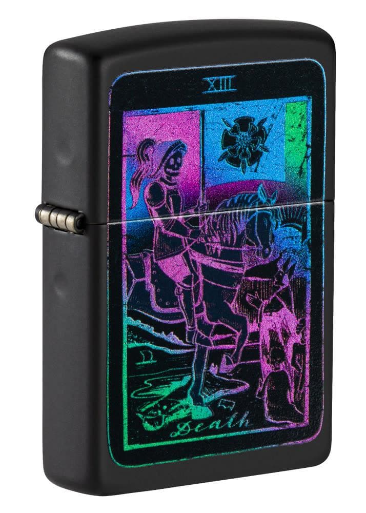 Zippo 49698 218 Black Light Tarot Card Design Black Matte Windproof Lighter - OUTBACK