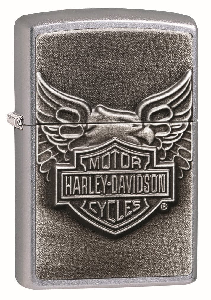 Zippo 20230 Harley Davidson Eagle Emblem Chrome Lighter, Harley Davidson Model, Silver - OUTBACK