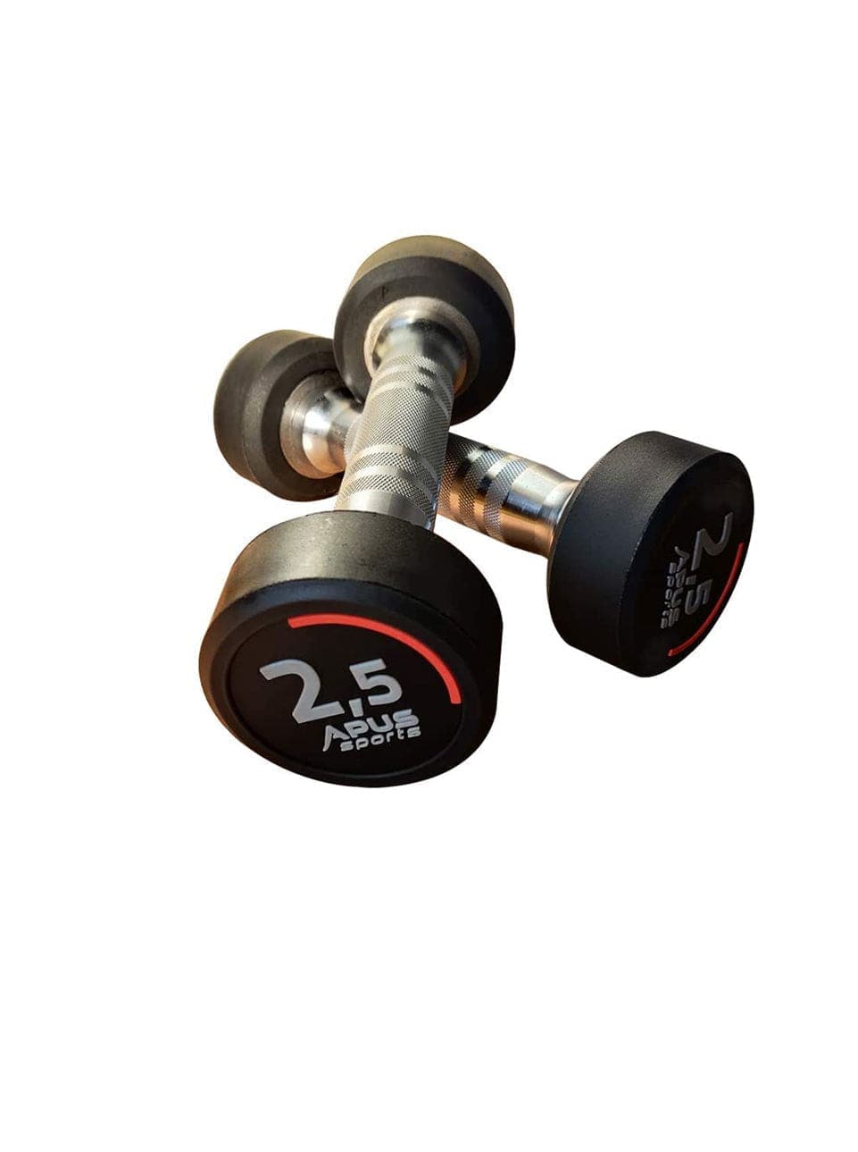 Apus Poland Premium Quality PU Rubber Round Dumbells | 2.5 KG - 25 KG (10 PAIRS) | Commercial and Home Use with 3 Years warranty - Athletix.ae