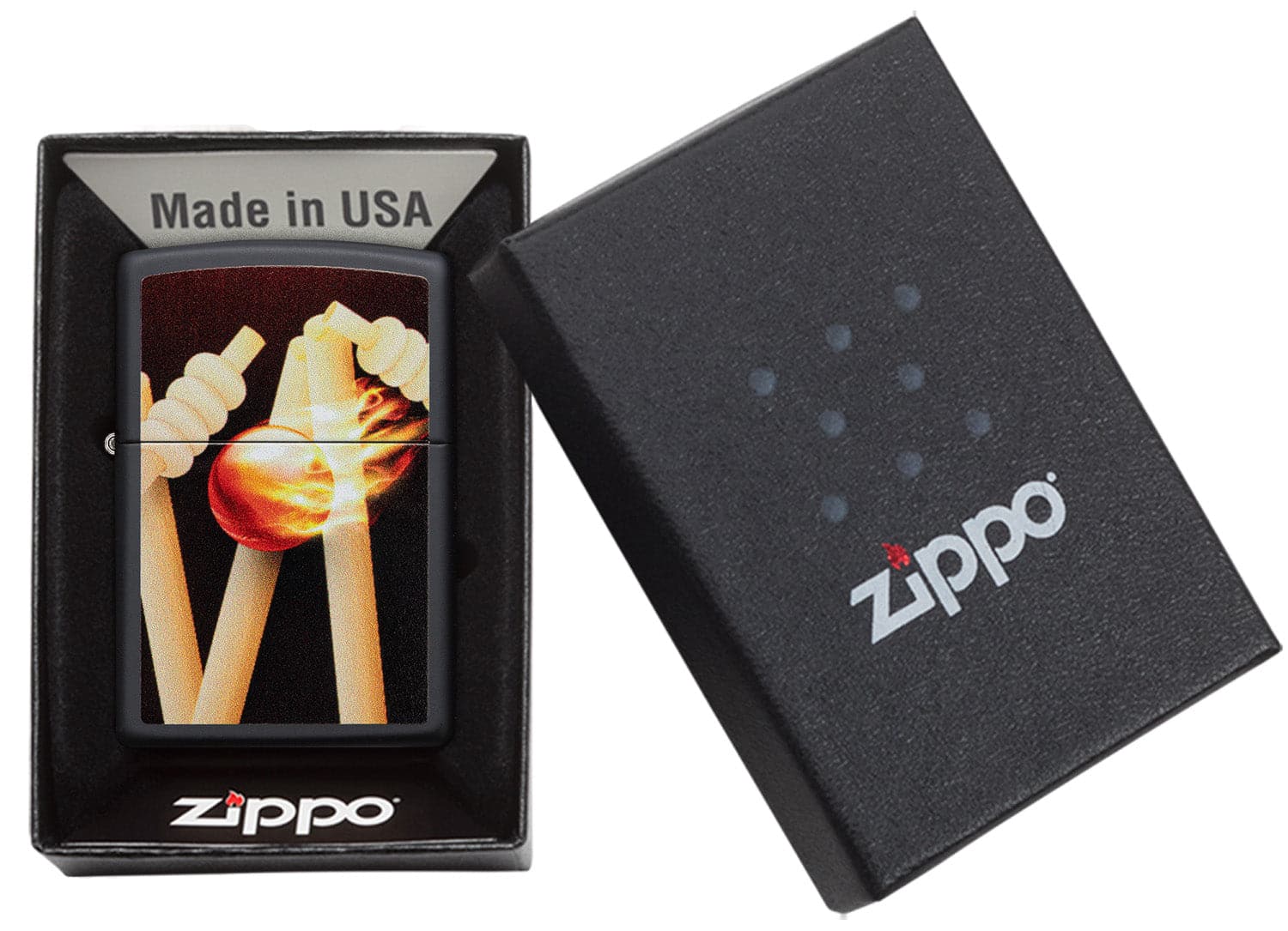 Zippo CI412375 218 Wickets Design Black Matte Windproof Lighter, Middle East Model, Black - OUTBACK