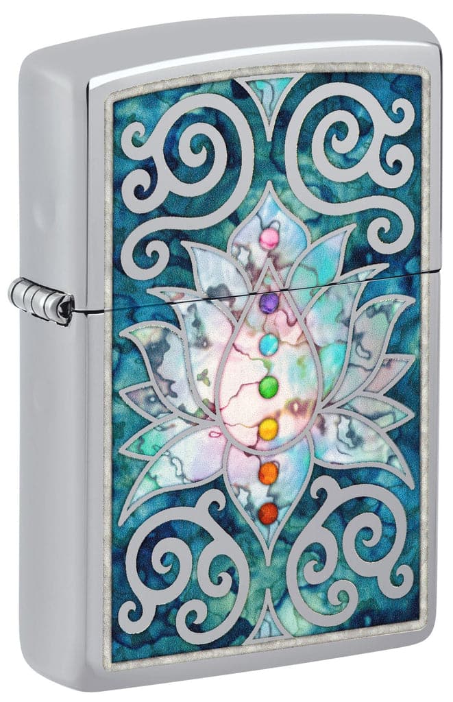 Zippo 48592 250 Fusion Lotus Flower Design High Polish Chrome Windproof Lighter - OUTBACK