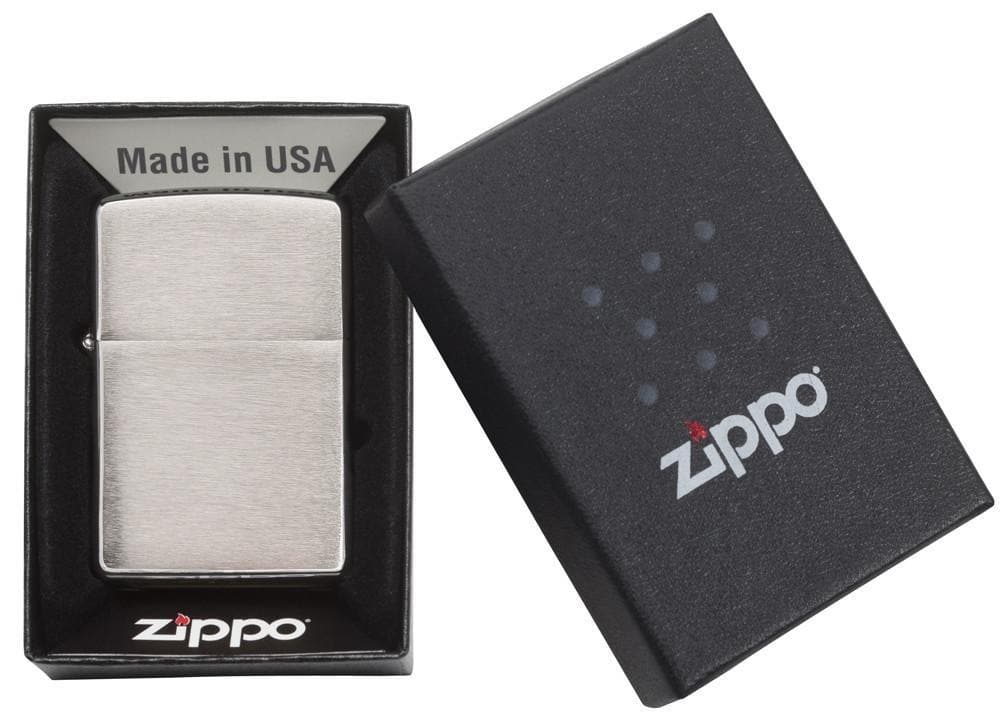 Zippo 200 Classic Brushed Chrome Windproof Lighter , Classic Model, Silver - OUTBACK