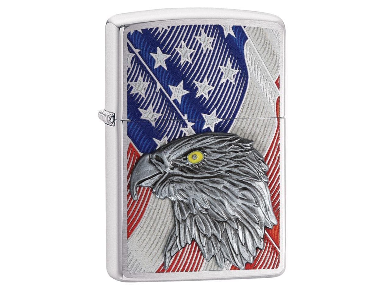 Zippo 29508 200 USA Flag With Eagle Emblem Windproof Lighter, Classic Model, Silver - OUTBACK