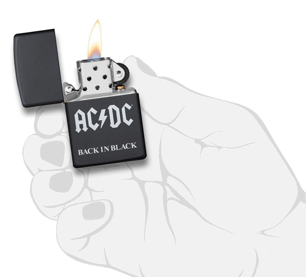 Zippo 49015 AC/DC Black matte Windproof Lighter, Classic Model, Black matte - OUTBACK