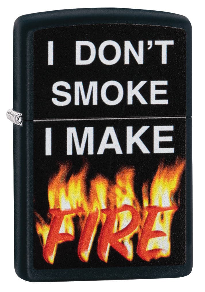 Zippo CI412247 218 I Make Smoke Design Black Matte Windproof Lighter, Middle East Model, Black - OUTBACK