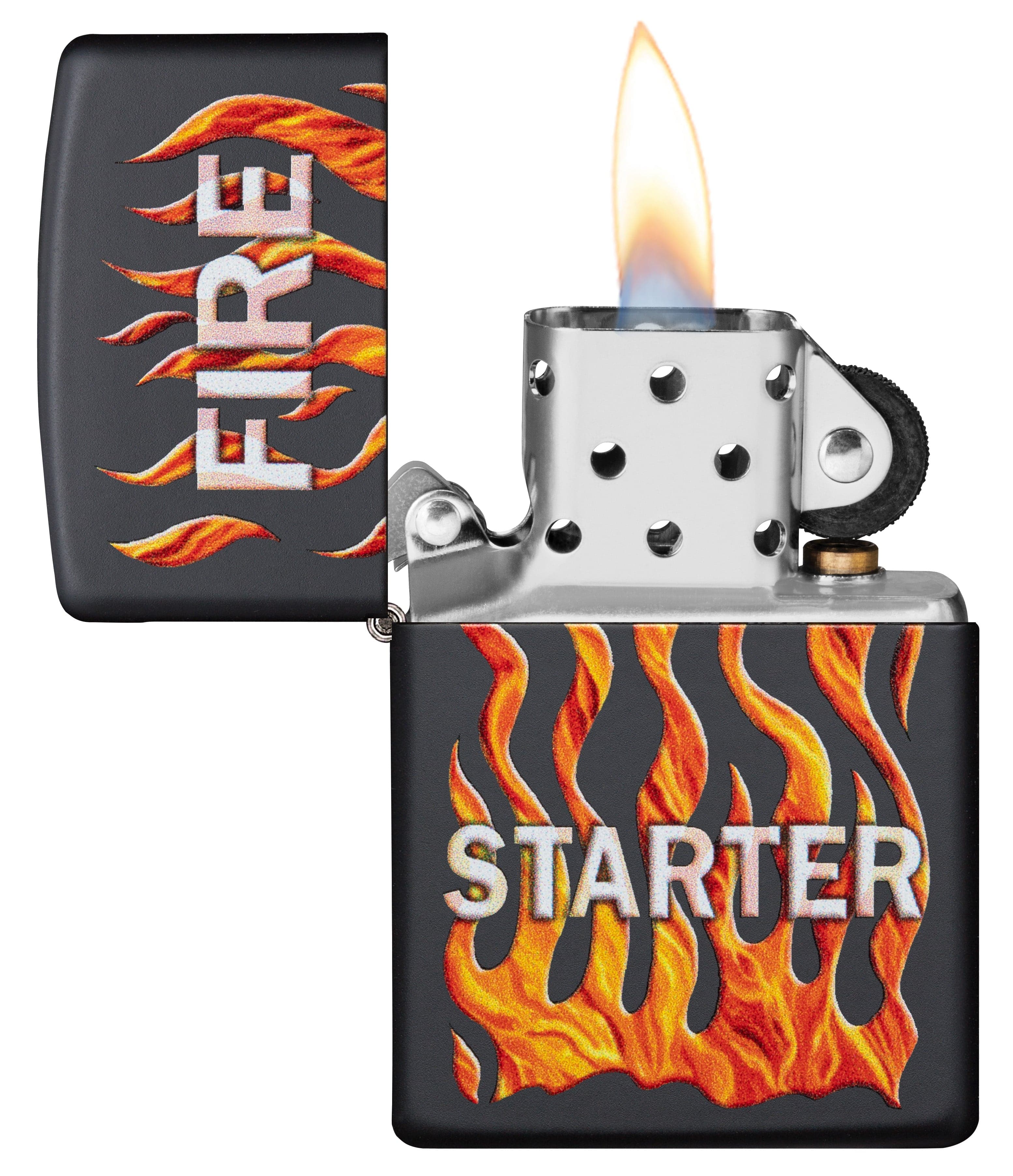 Zippo CI412256 218 Fire Starter Design Black Matte Windproof Lighter, Middle East Model, Black - OUTBACK