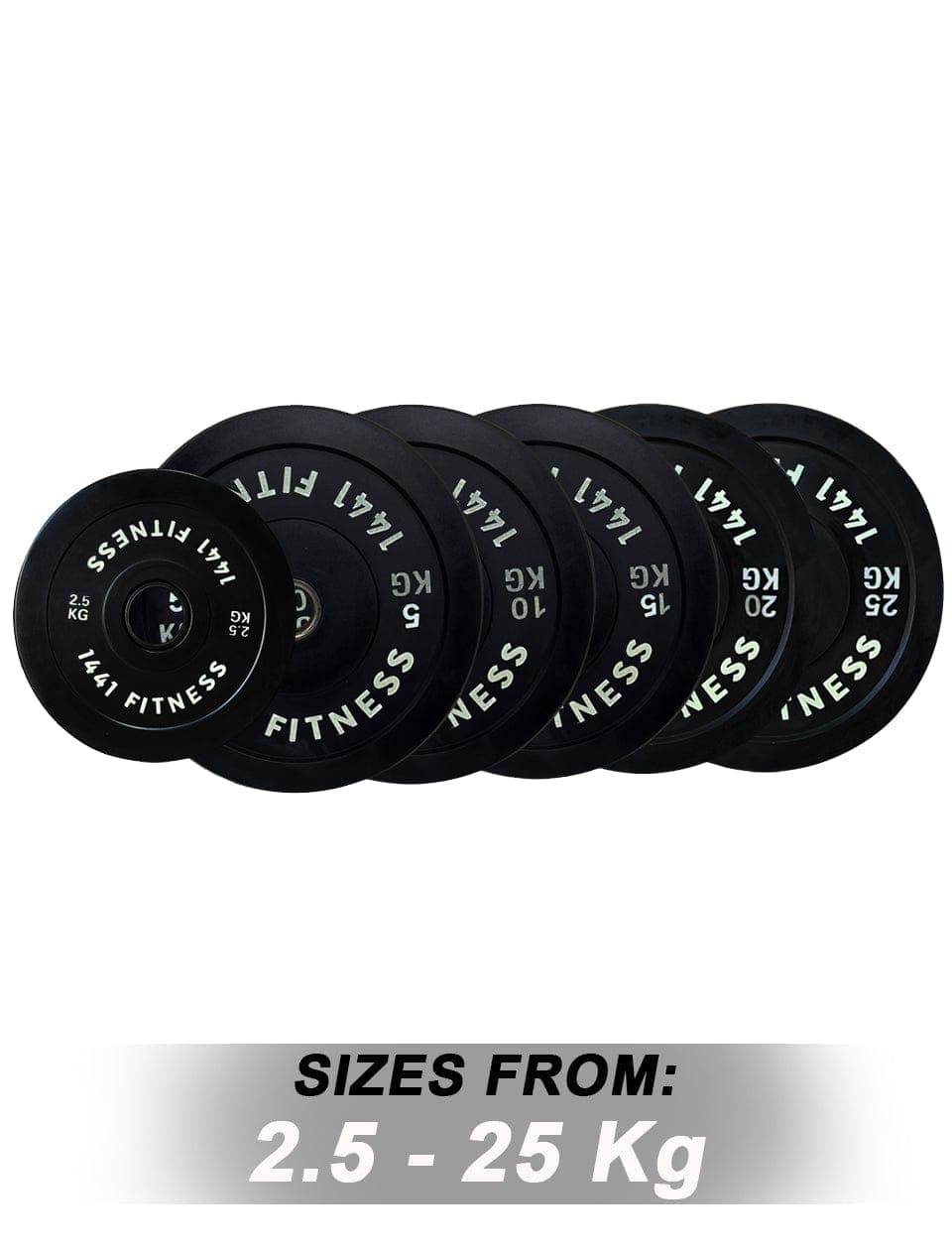 PRSAE Plates & Bars 1441 Fitness Black Rubber Bumper Plates - 2.5 to 25 KG | Per Piece