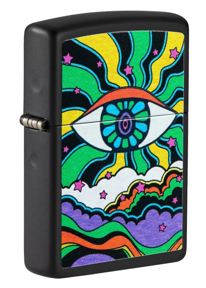 Zippo 49699 218 Black Light Eye Design Black Matte Windproof Lighter - OUTBACK