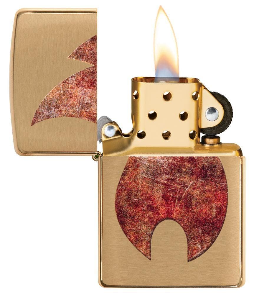 Zippo 29878 204B Rusty Flame Design Brushed Brass Windproof Lighter, Classic Model, Gold - OUTBACK