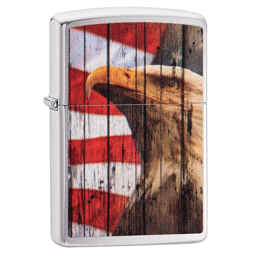 Zippo 49133 Windproof Lighter Patriotic Eagle Brushed Chrome Windproof Lighter, Classic Model, Silver - OUTBACK