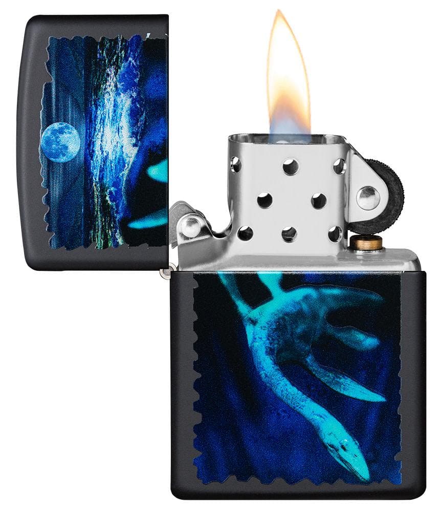 Zippo 49697 218 Black Light Loch Ness Design Black Matte Windproof Lighter - OUTBACK