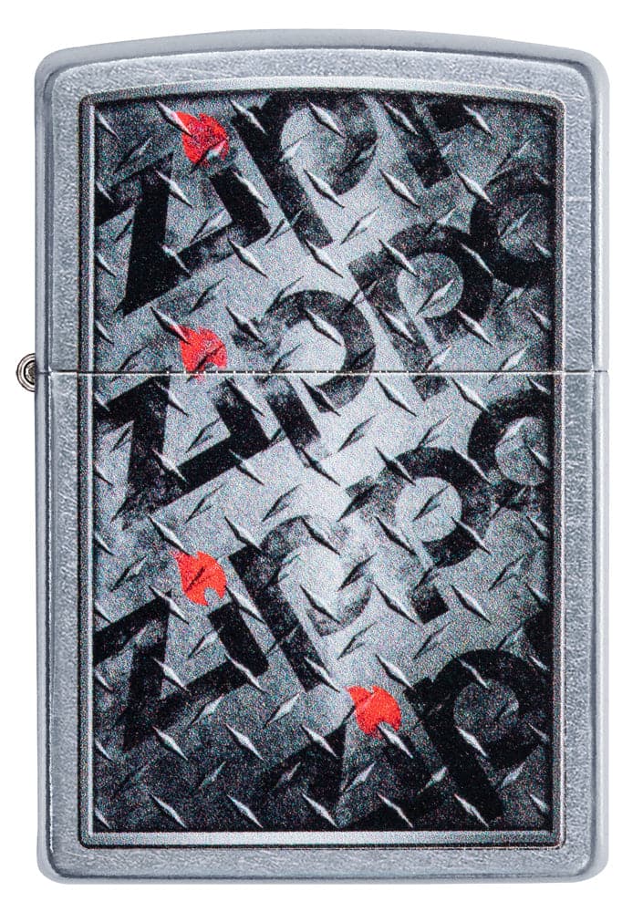 Zippo 29838 Diamond Plate Zippo Design Windproof Lighter, Classic Model, Silver - OUTBACK