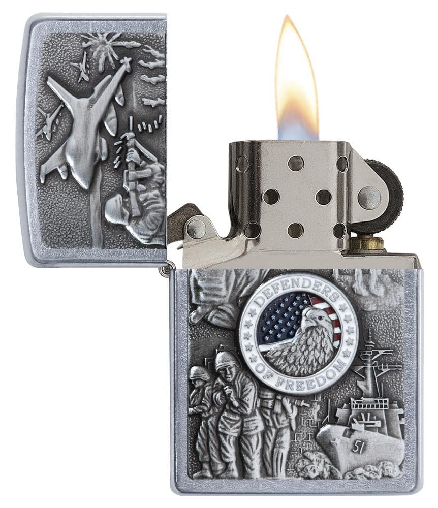 Zippo 24457 207 Joined Forces Military Emblem Chrome Windproof Lighter, Classic Model, Silver - OUTBACK